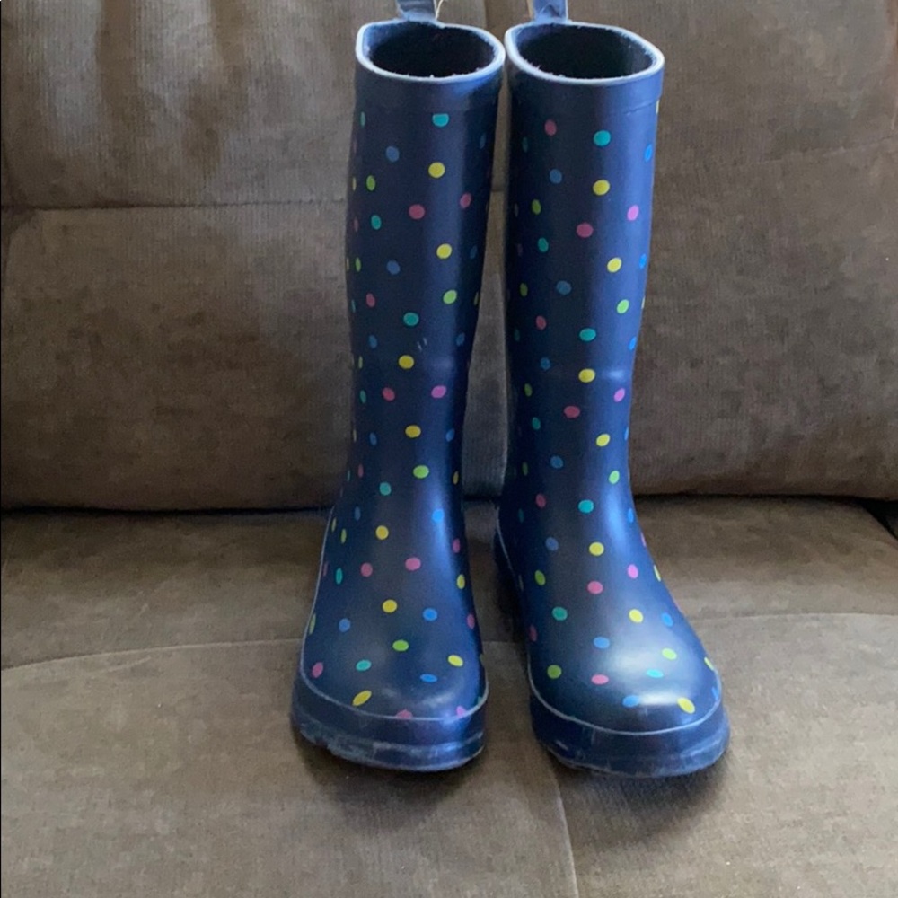 Girls Cat & Jack Navy Polka Dot Rain Boots Size 2